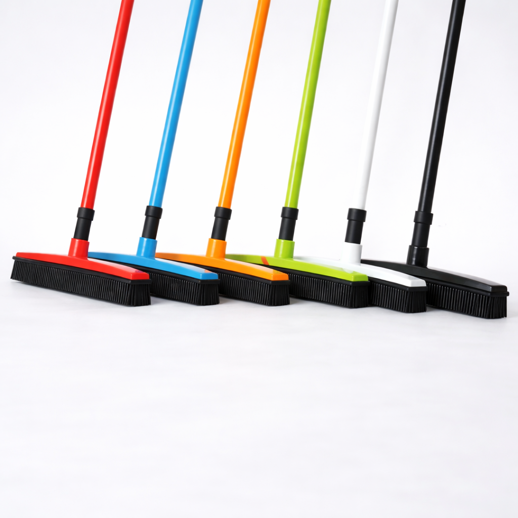 Pet Hair Remover Rubber Broom with Carpet Rake