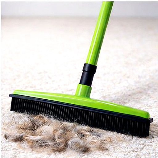Pet Hair Remover Rubber Broom with Carpet Rake