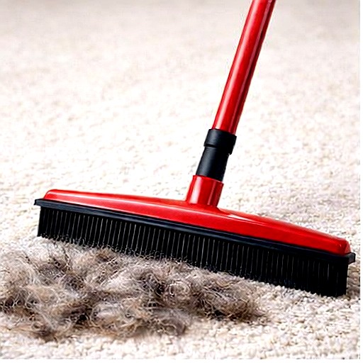 Pet Hair Remover Rubber Broom with Carpet Rake